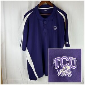 TCU Horned Frogs Polo Under Armour Purple White Men's XXL